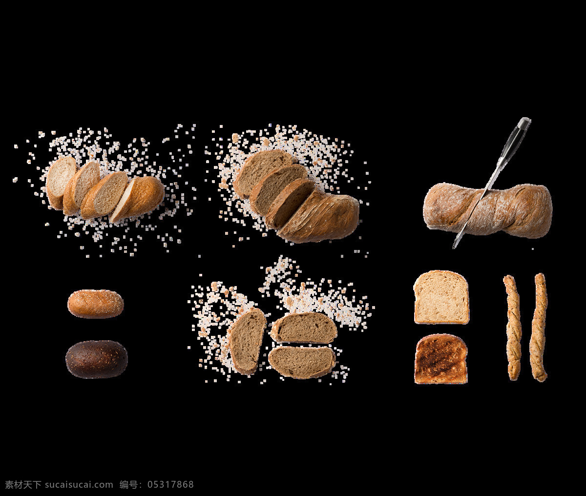 美味 食品 面包 元素 实物 土司 切片 甜品 png元素 免抠元素 透明元素