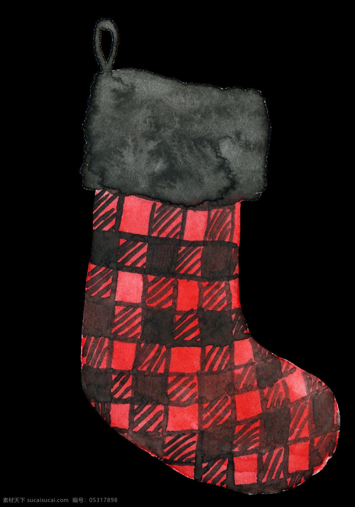 手绘 格子 圣诞节 袜子 透明 冬天 节日 礼物 免扣素材 期待 童话 透明素材 装饰图片