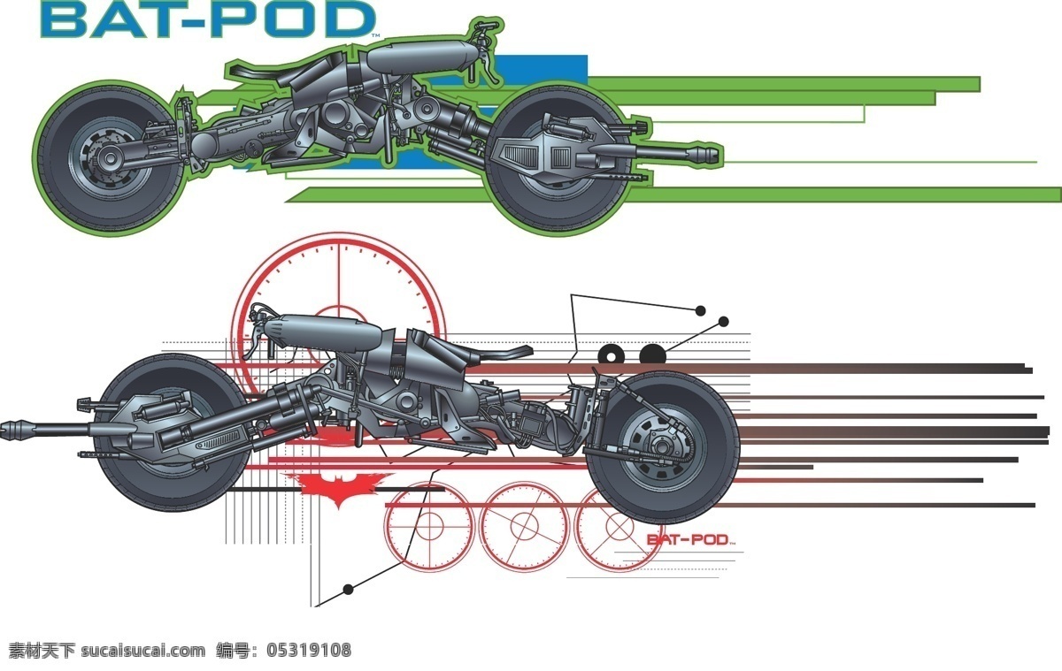 蝙蝠侠战车 蝙蝠侠 摩托车 电单车 机械车 哈雷摩托 卡通形象 其他人物 矢量人物 矢量