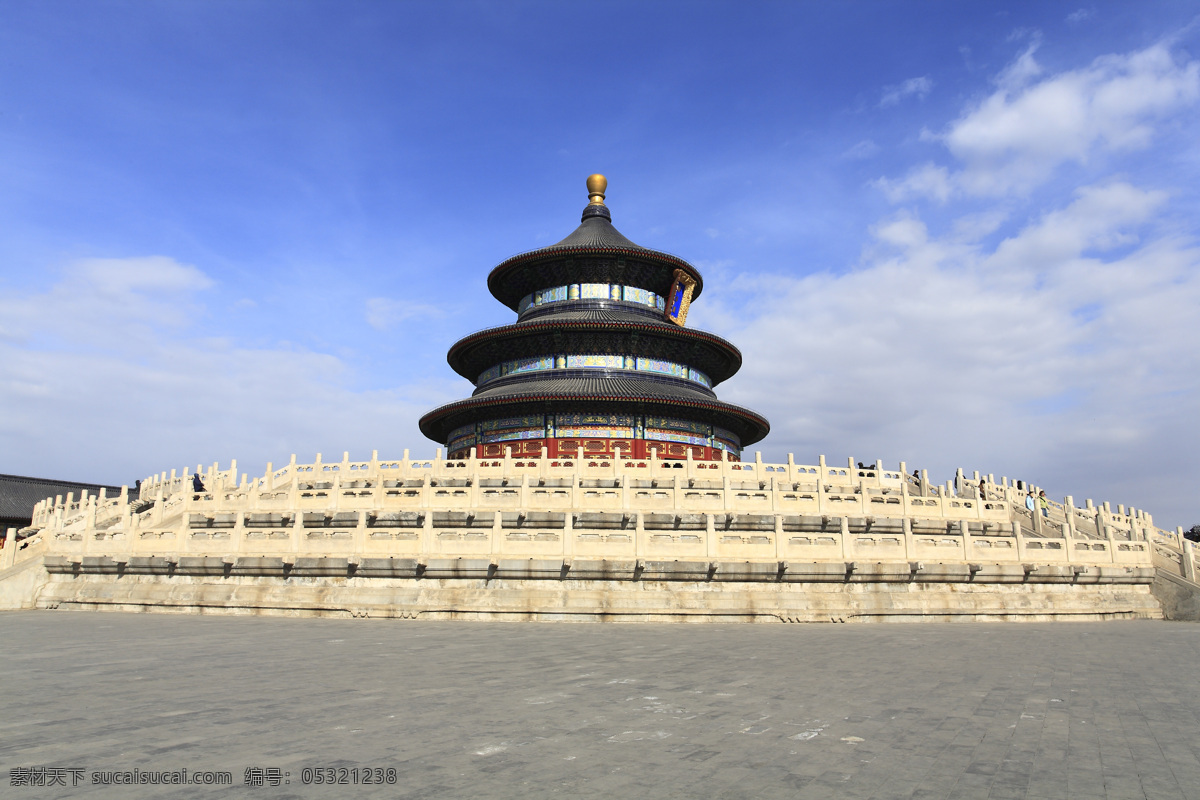 天坛 古建筑 广场 蓝天 白云 祈年殿 建筑景观 自然景观 风景名胜