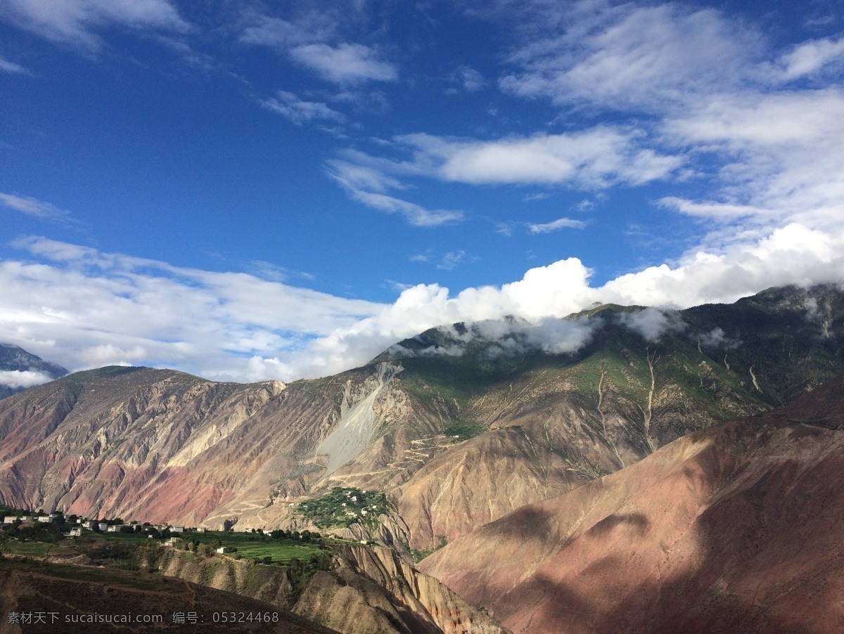 高原风光 树木 高山 西藏 青海 旅游 青藏高原 风景 绿色 风光 318国道边 318国道 云 旅游摄影 自然风景