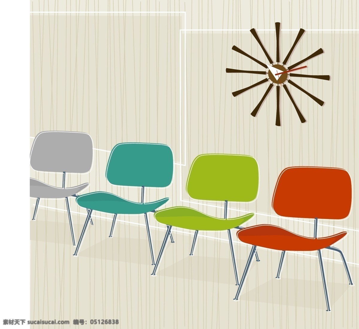 矢量 彩色 椅子 家居设计 抽象图案 时尚花纹 矢量素材 个性潮流装饰 矢量图