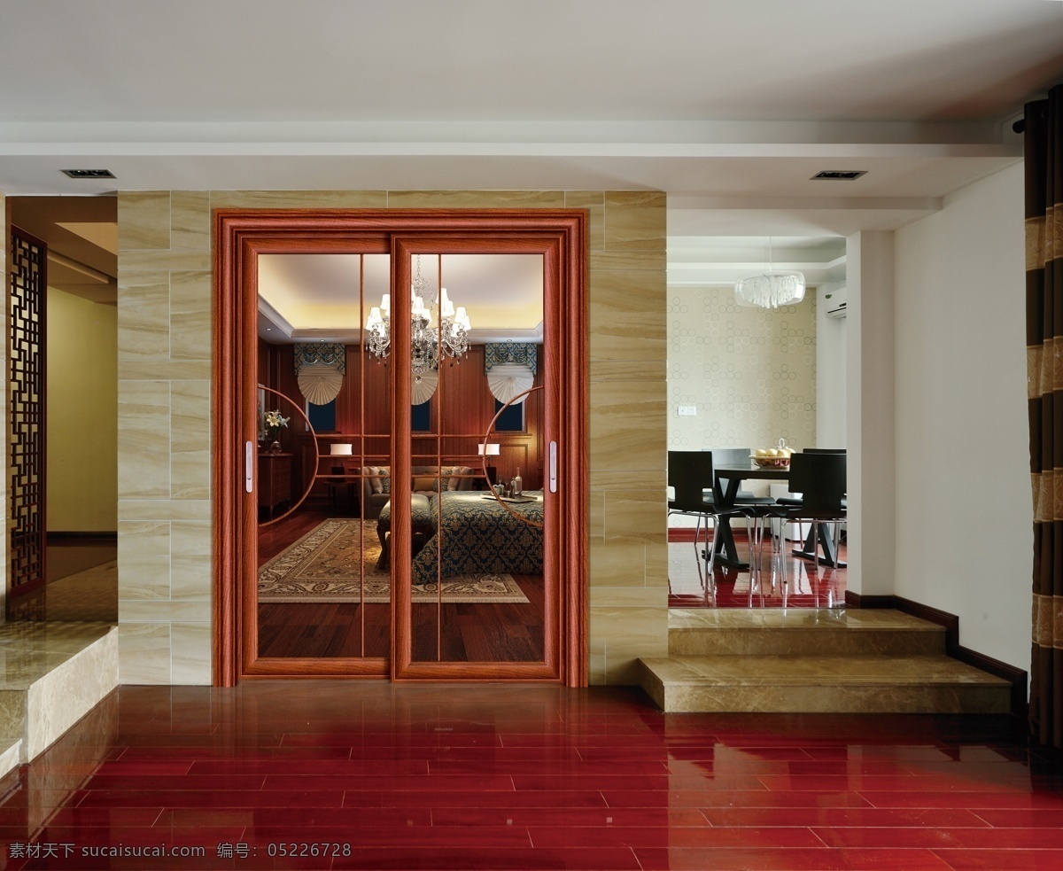 推拉门 合层效果图 两扇 中式 大厅 饭厅 过道 门 画册设计