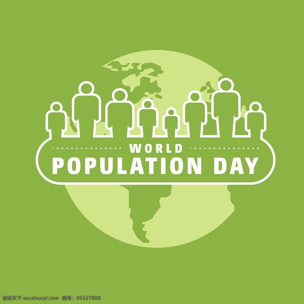 世界人口日 世界人口地图 人口统计 世界地图 绿色