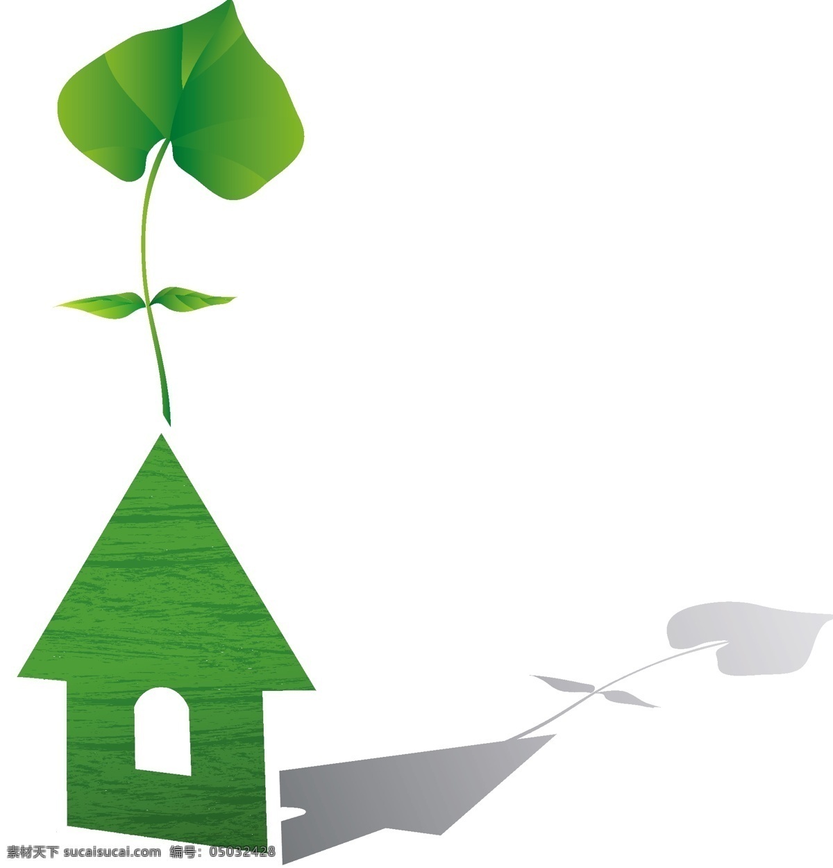 环保类插画 绿色生活 插画 环保 绿色房子 树叶 矢量图 其他矢量图