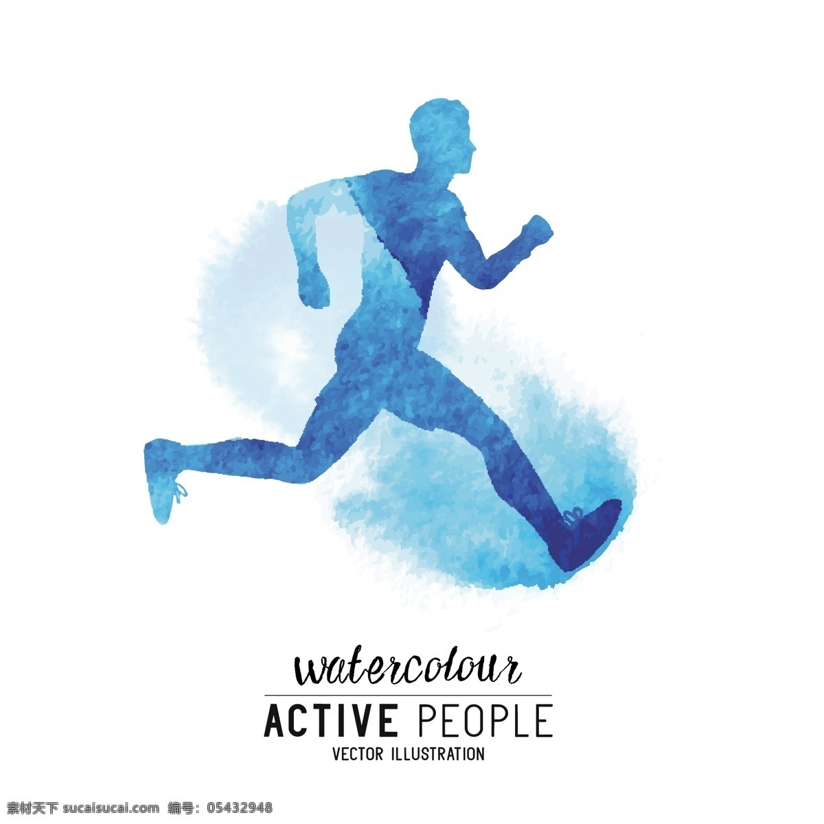 水彩跑步人物 水彩人物 人物剪影 跳跃 矢量人物剪影 彩绘人物 运动人物 跑步