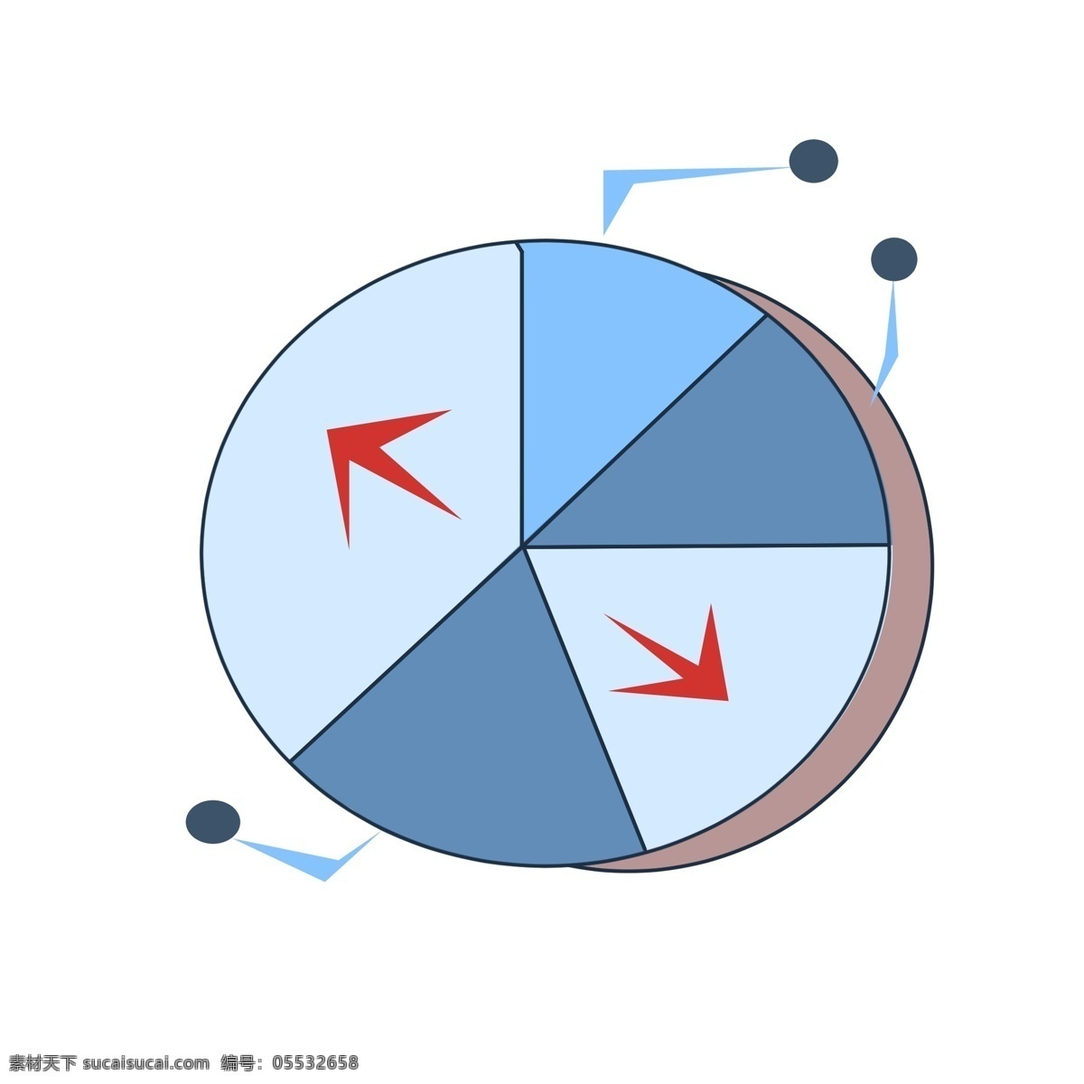 蓝色 渐变 饼 状 图 分析 蓝色渐变 饼状图 红色的箭头 商务 圆形 分析报告 图表 数据 比例 统计