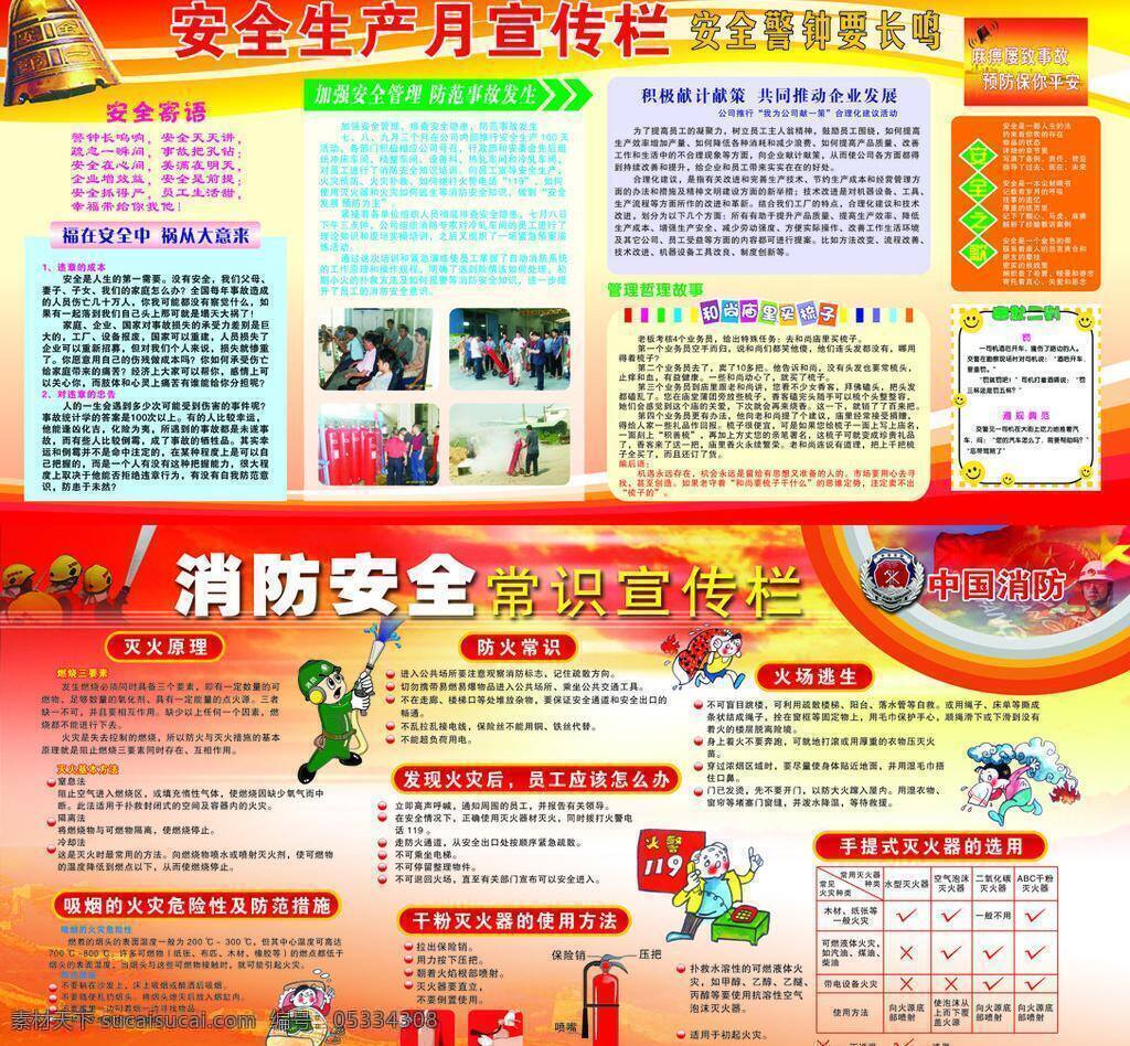 安全生产 展板 安全生产展板 火警 警钟 灭火器 模板 消防安全 消防卡通 宣传栏 展板模板 矢量 其他展板设计