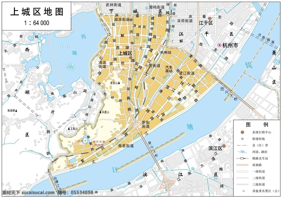 浙江 杭州市 上城区 标准 地图 32k 杭州市地图 标准地图 地图模板 杭州地图 上城区地图
