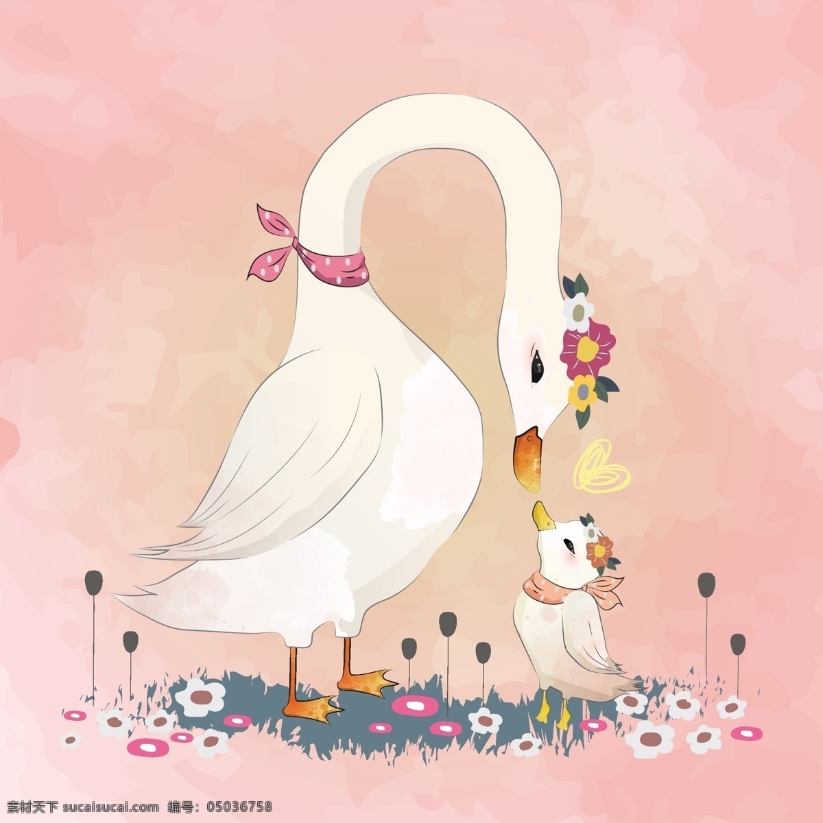 有爱的鹅插画 有爱 鹅 插画 鹅妈妈 小鹅 动物 生物世界 家禽家畜