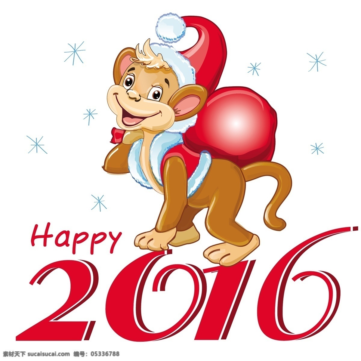 2016 年 卡通 猴子 卡通猕猴 小猴 2016猴年 eps格式 白色