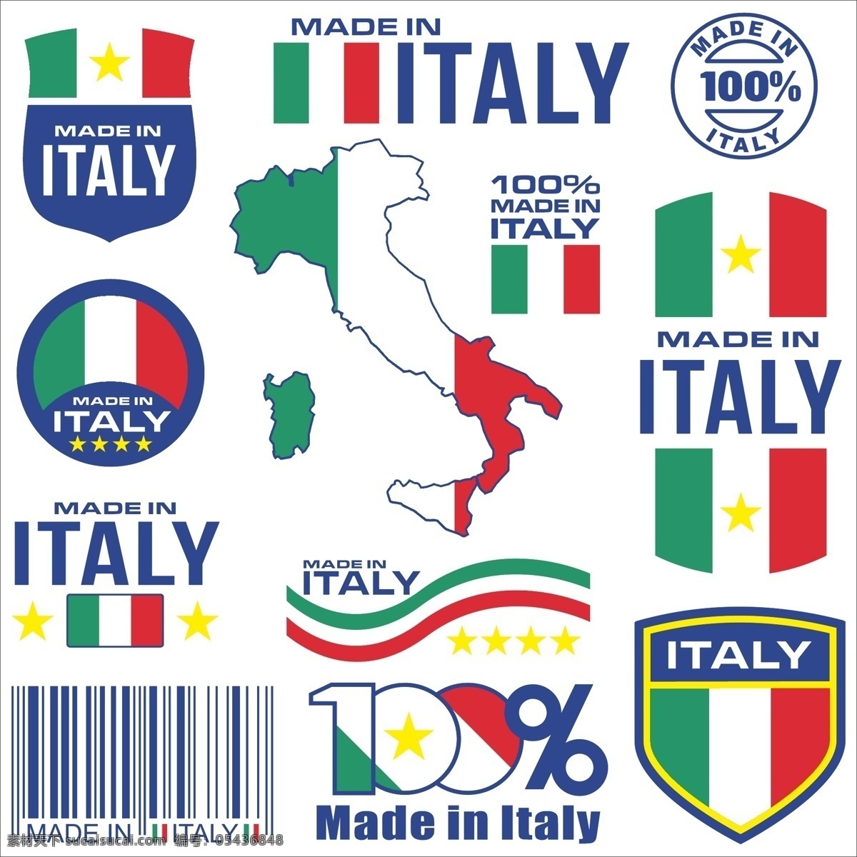 意大利图标 意大利国旗 意大利地图 盾牌 意大利主题 意大利元素 徽标徽章标帖 标志图标 矢量素材 白色