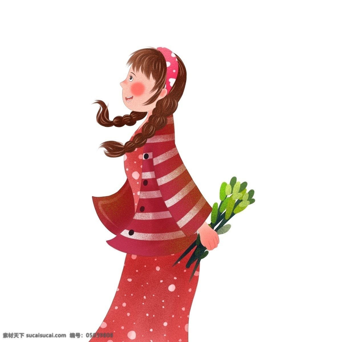 彩绘 卡通 女孩 图案 元素 人物 花朵 时尚 简约 设计元素 手绘