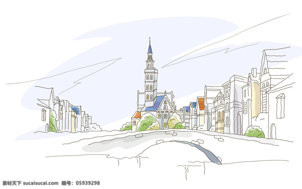 都市 场景 手绘 插画集