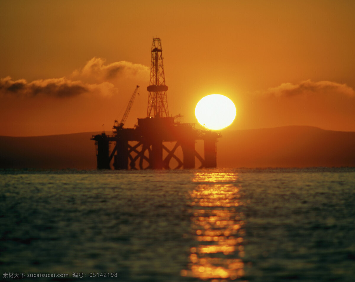 石油钻机 石油 离岸 石油开采 黄昏 海 能源 工业生产 现代科技