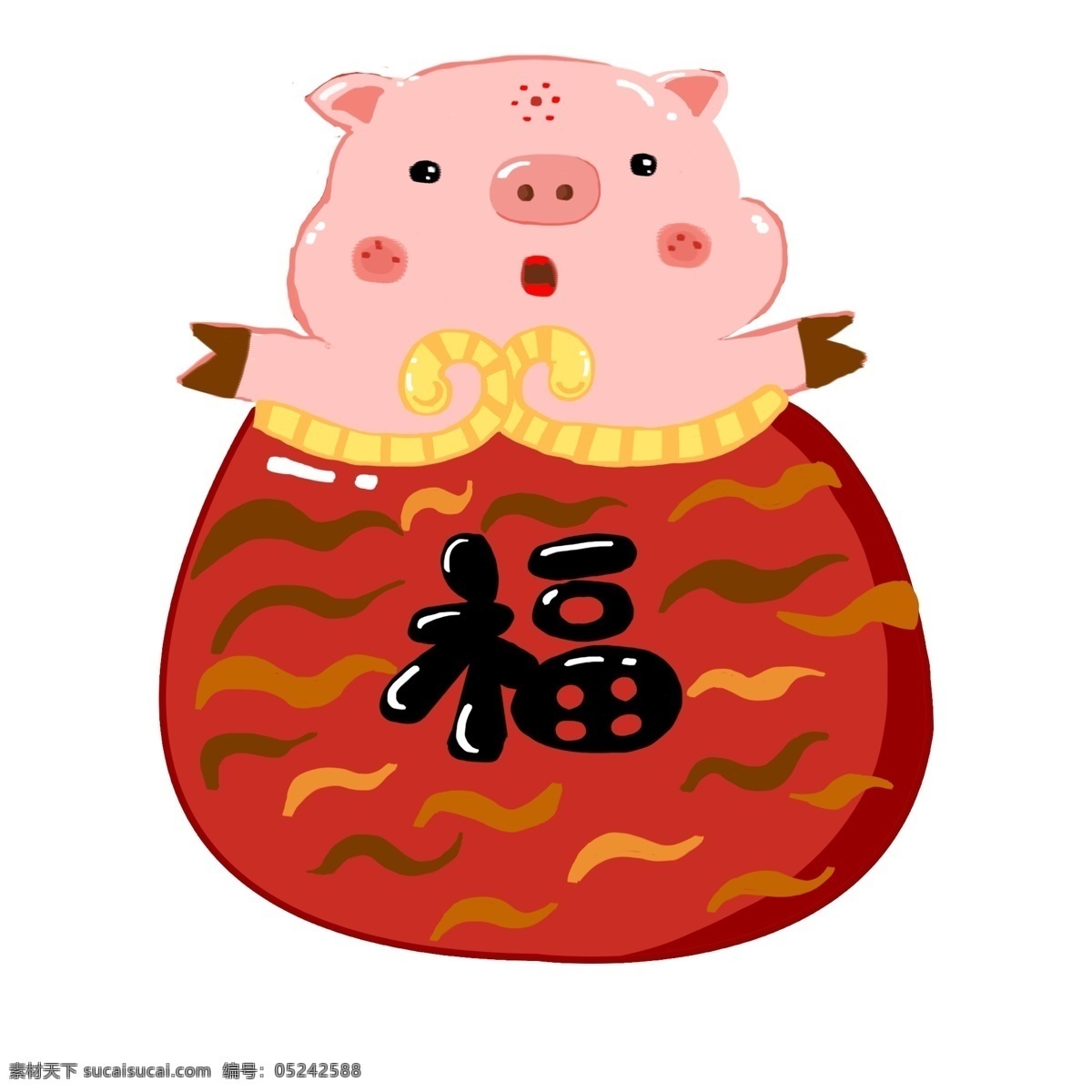 红包 手绘 小 猪 卡通 可爱 小猪 可爱卡通 猪年 喜庆
