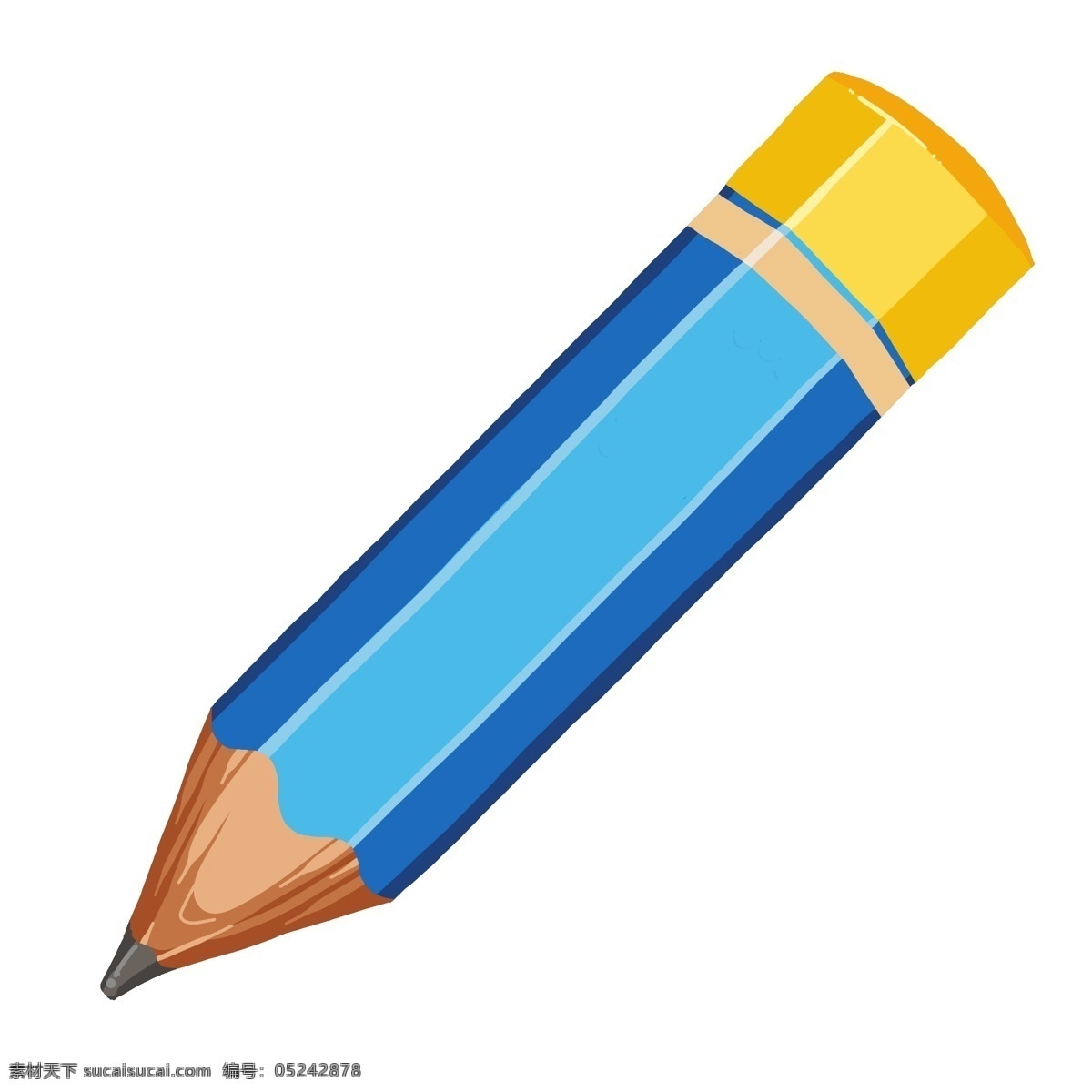卡通 蓝色 铅笔 插画 笔 彩色笔 彩色铅笔 写字笔 卡通铅笔 素描铅笔 绘图铅笔 蓝色铅笔插画