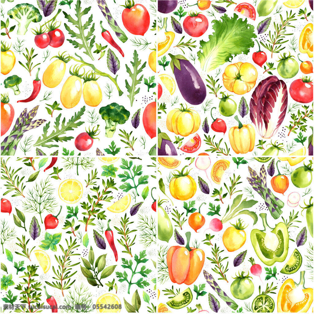 清新 水彩 绘 蔬菜 背景 底纹 手绘 水彩绘 西红柿
