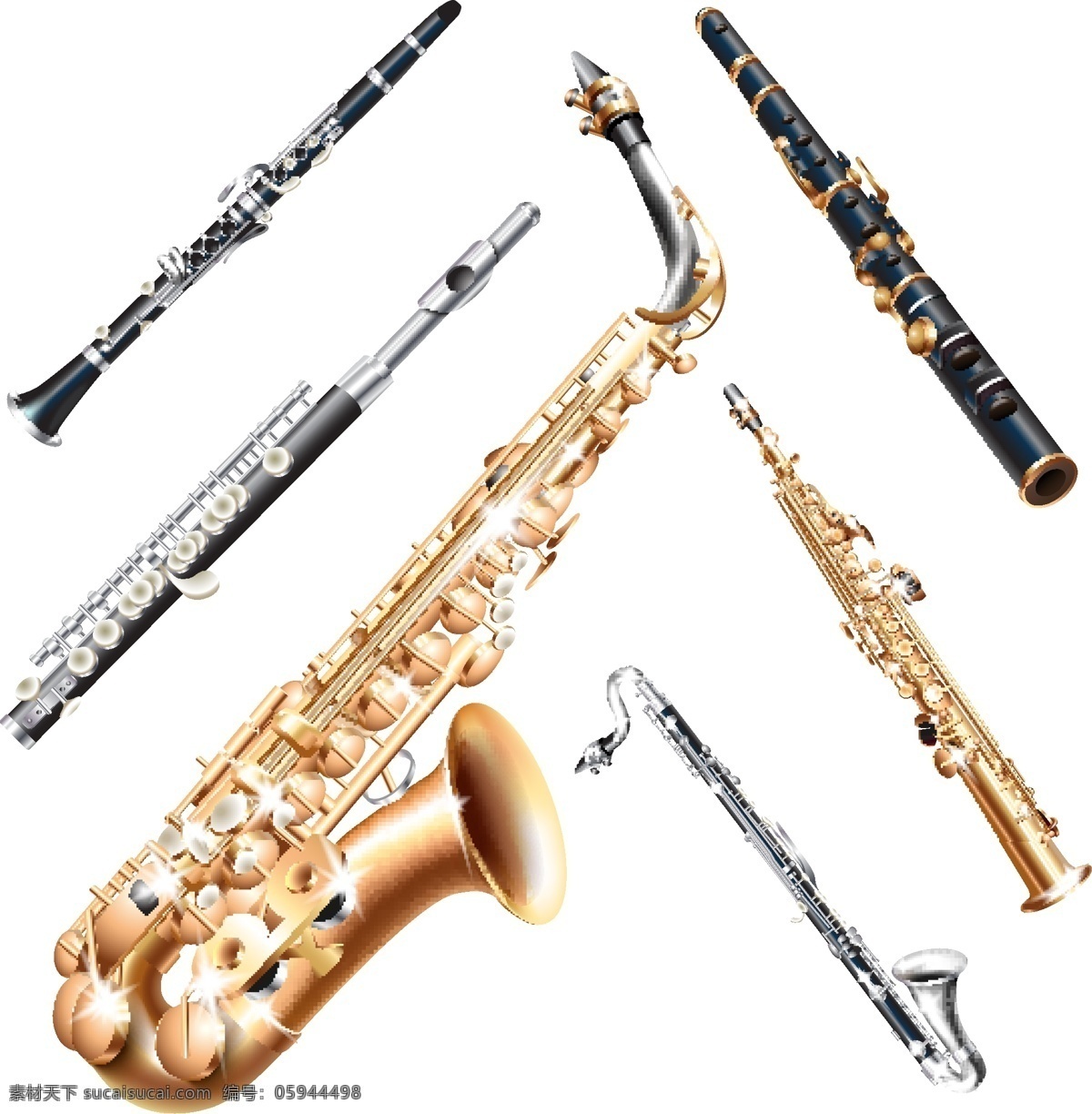 萨克斯 管乐 乐器 管乐乐器 萨克斯风 黑管 长笛 生活用品 生活百科 矢量