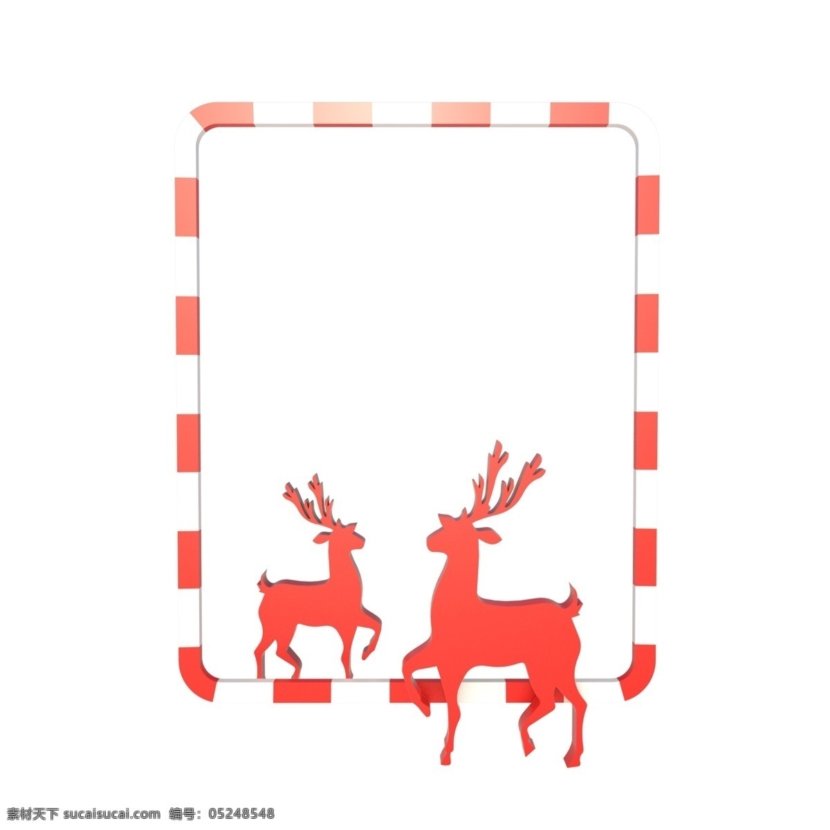 圣诞节 c4d 立体 麋鹿 装饰 边框 红白边框 圣诞快乐 海报边框 merry christmas