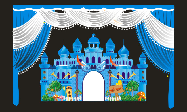 城堡免费下载 welcome 翅膀 迪士尼城堡 儿童乐园 卡通城堡 幕布 动画城堡 矢量图