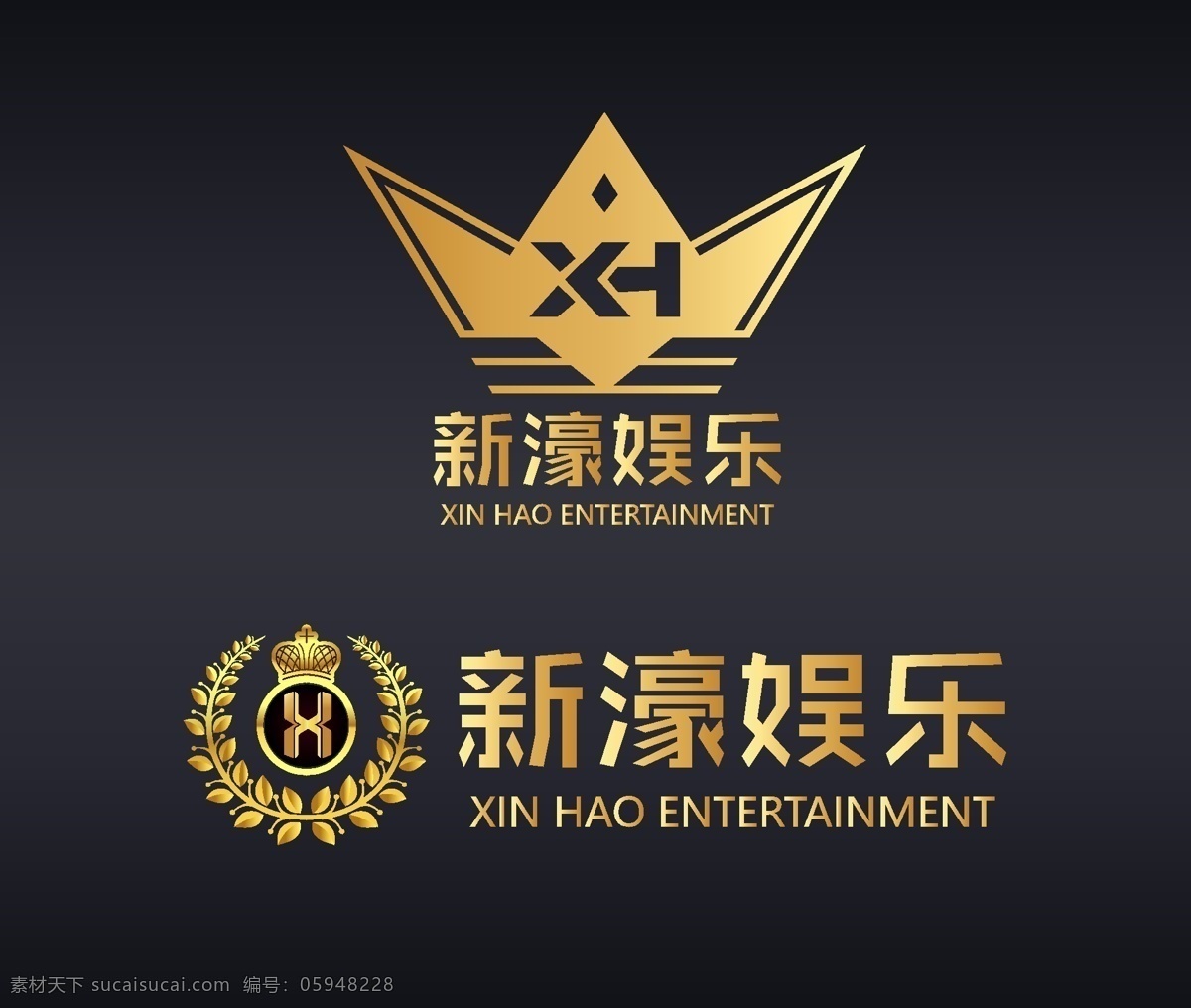 皇冠 logo 娱乐城 金色标志设计 标签logo 字母文字设计