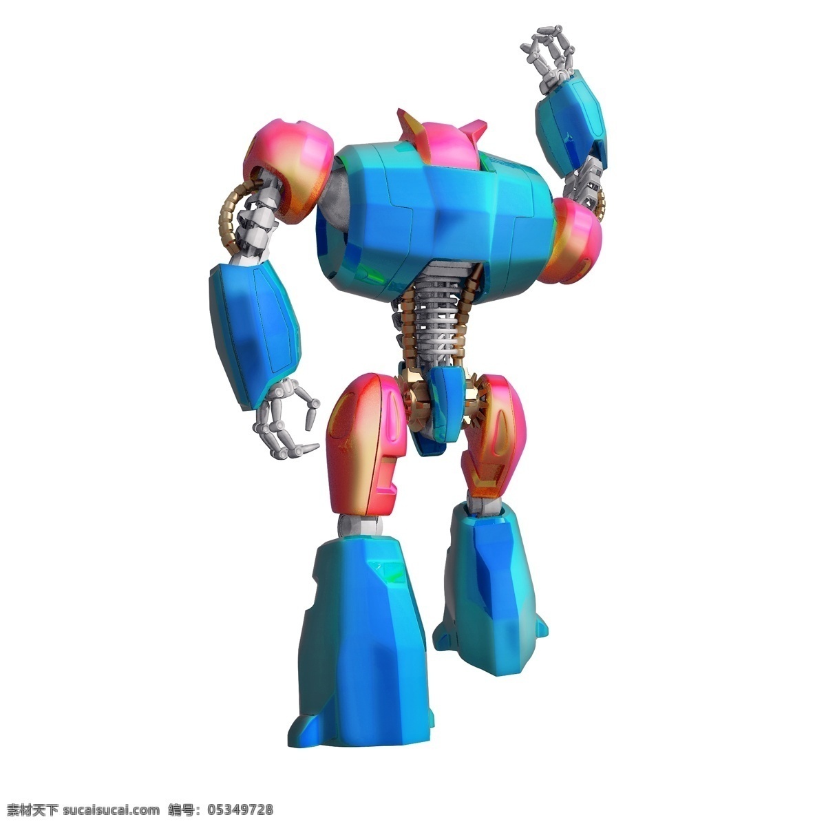 立体 科幻 机器人 图 未来 金属 精致 创意 3d 质感 渐变色 套图 png图 站立 举手
