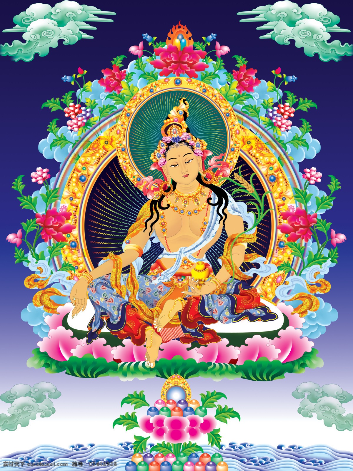 财源天母 女财神菩萨 财神 女财神 菩萨 佛 唐卡 佛教 密宗 文化艺术 宗教信仰