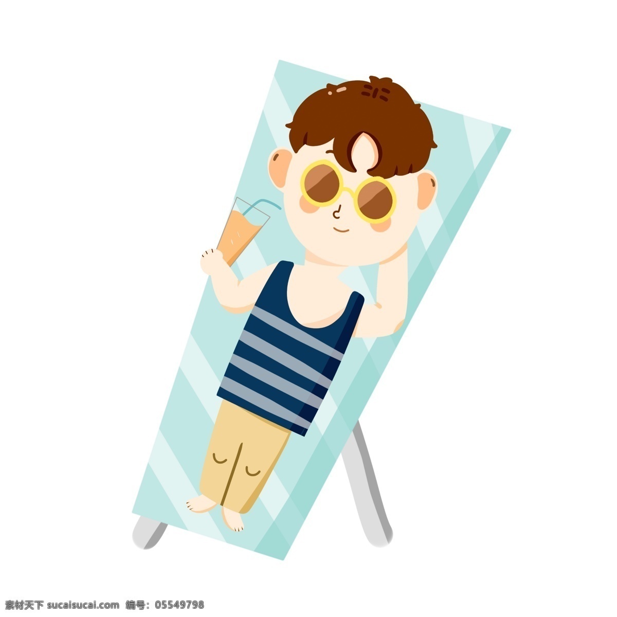 沙滩椅上的人 夏天 墨镜 沙滩椅 果汁 海边