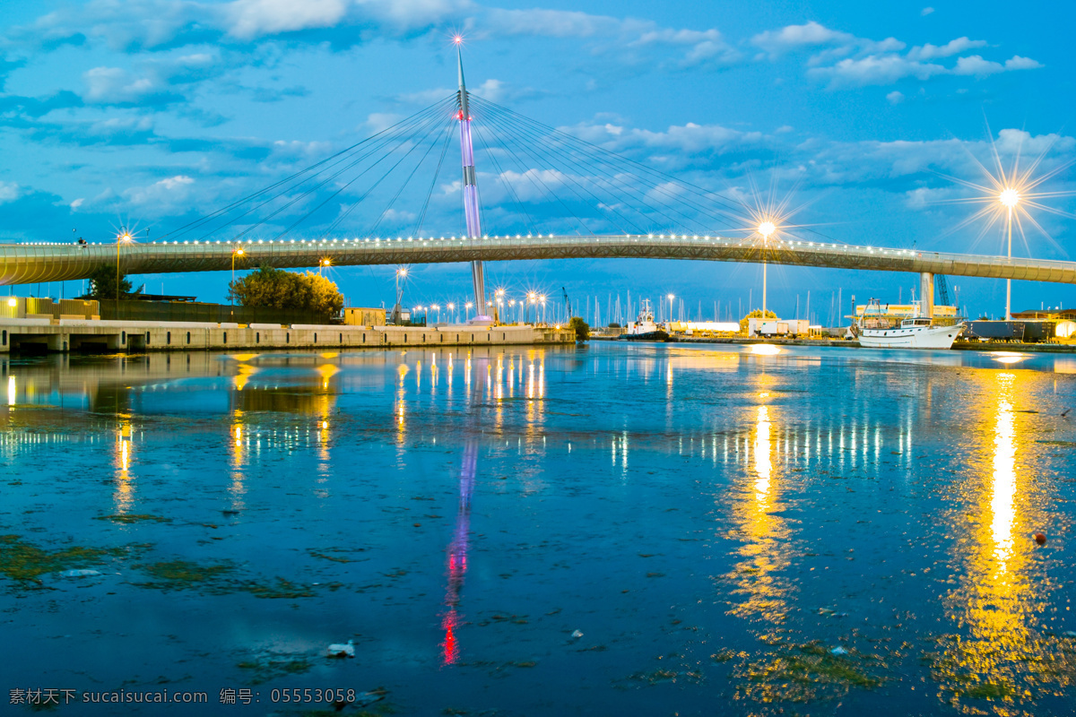 灯光 璀璨 码头 桥梁 夜景 桥梁风景 码头桥梁 桥梁建筑 海上桥梁 大海 桥梁夜景 灯火辉煌 高楼大厦 建筑设计 环境家居