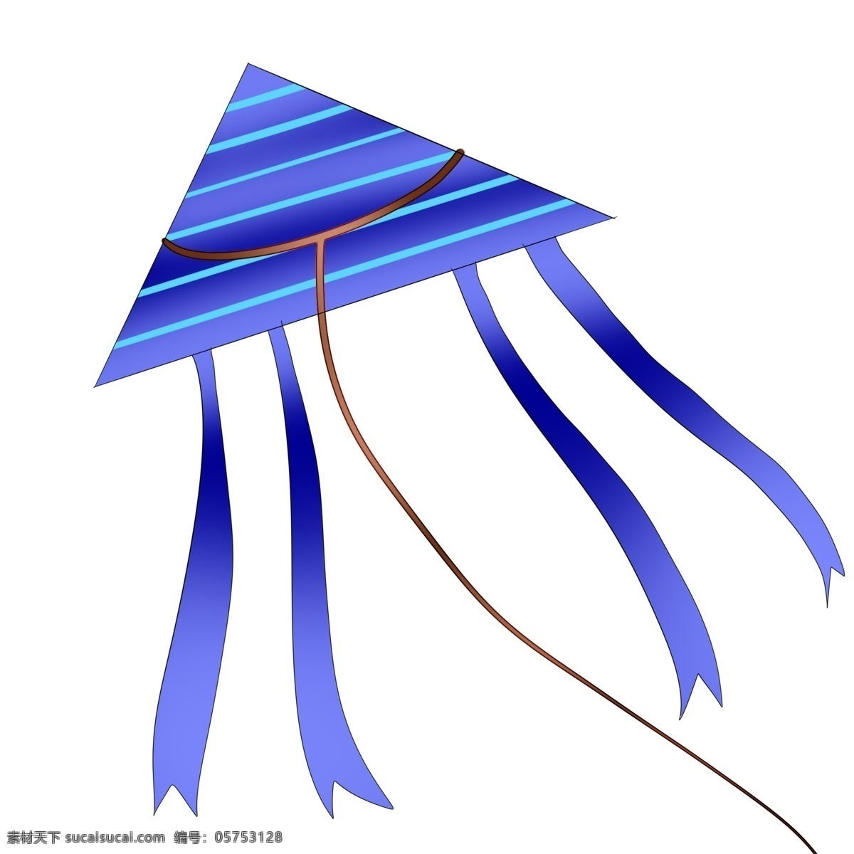 三角形 蓝色 条纹 风筝 飞翔蓝色风筝 春游春季踏青 蓝色条形风筝 放风筝 三角形风筝 插画