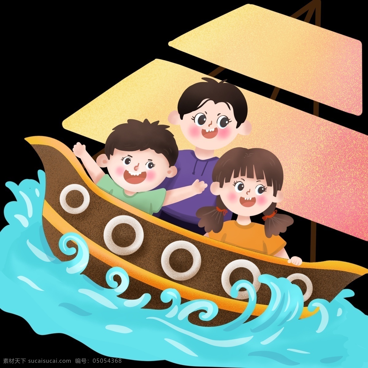 儿童节 坐船 儿童 海上 航行 免 抠 图 六一 坐船的儿童 海上航行 杨帆起航