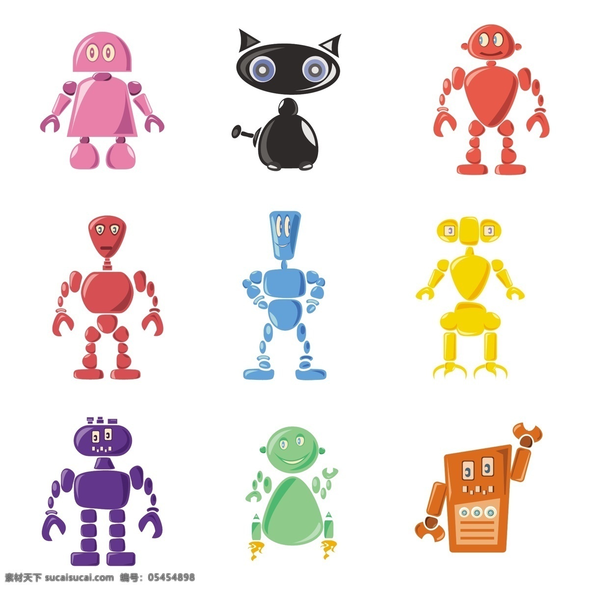 彩色 机器人 收集 彩色机器人 卡通机器人 矢量机器人 机械