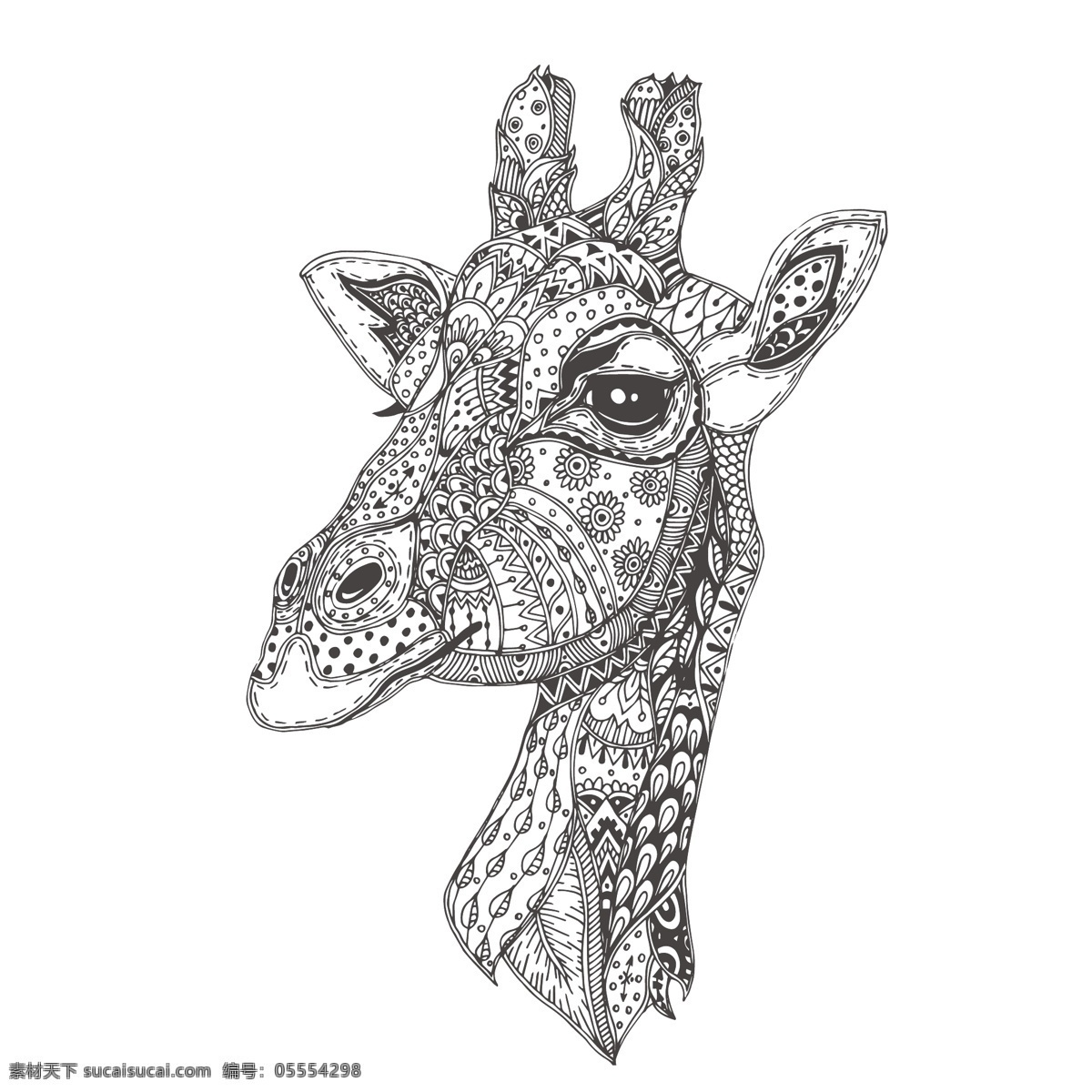 趣味 卡通 花纹 长颈鹿 头像 创意 动物 艺术