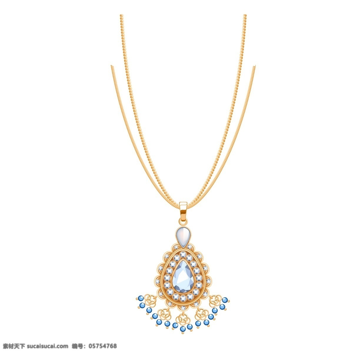 黄金 蓝宝石 项链 珠宝首饰 商用 元素 首饰元素 珠宝素材 蓝宝石项链 项链元素