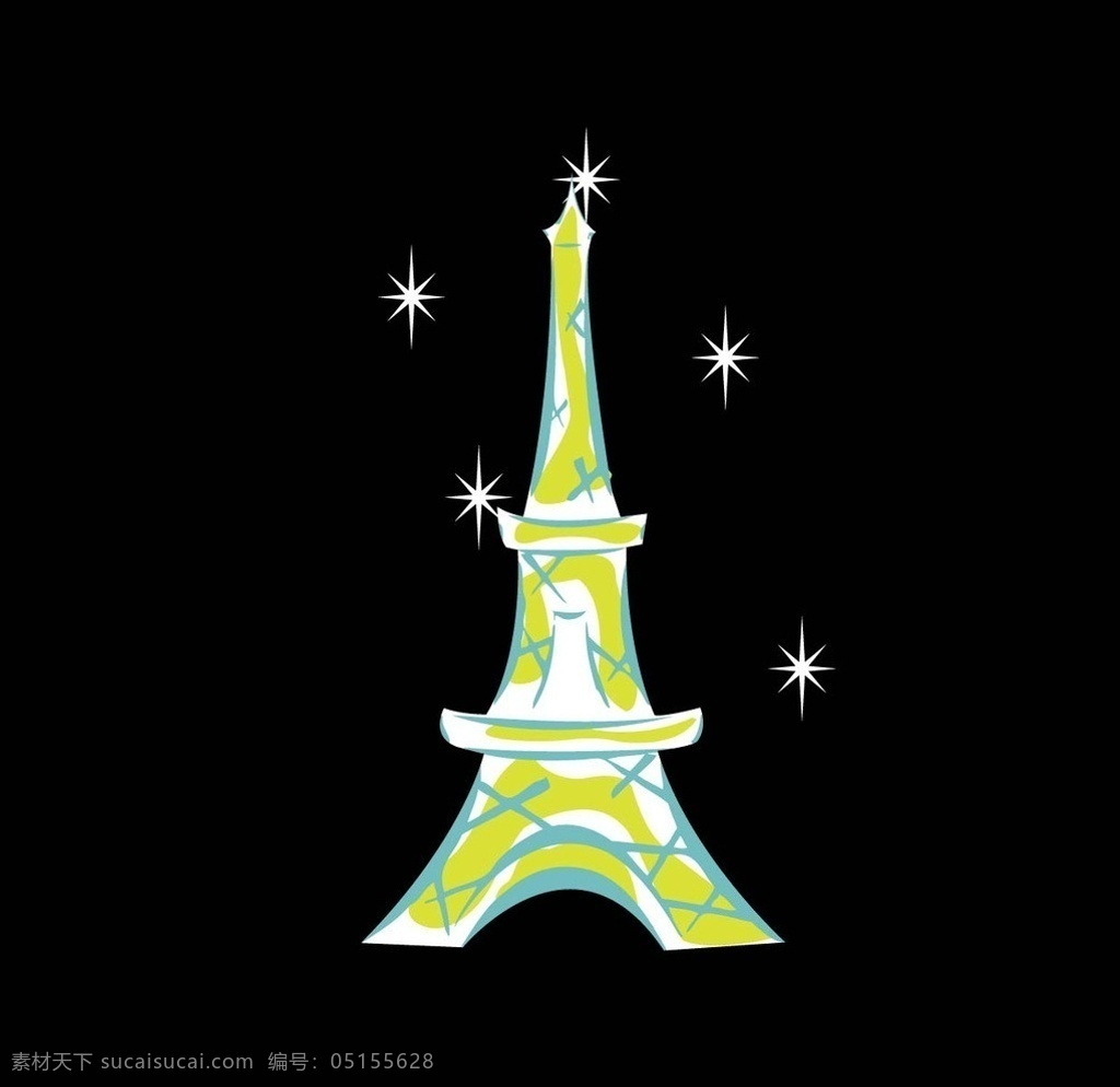 卡通铁塔 卡通 铁塔 巴黎铁塔 闪亮 星星 城市建筑 建筑家居 矢量