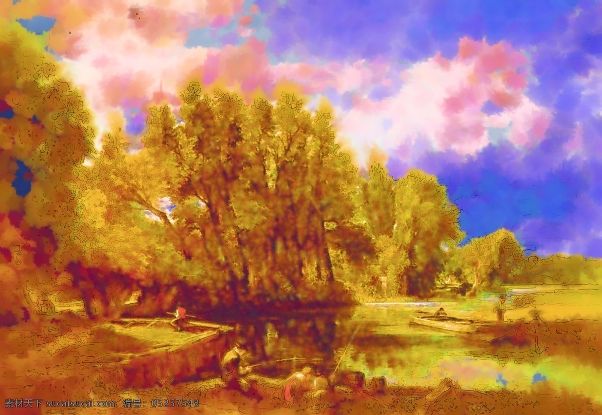风景 树木 油画 风景油画 天空油画 装饰油画 树木油画 装饰素材