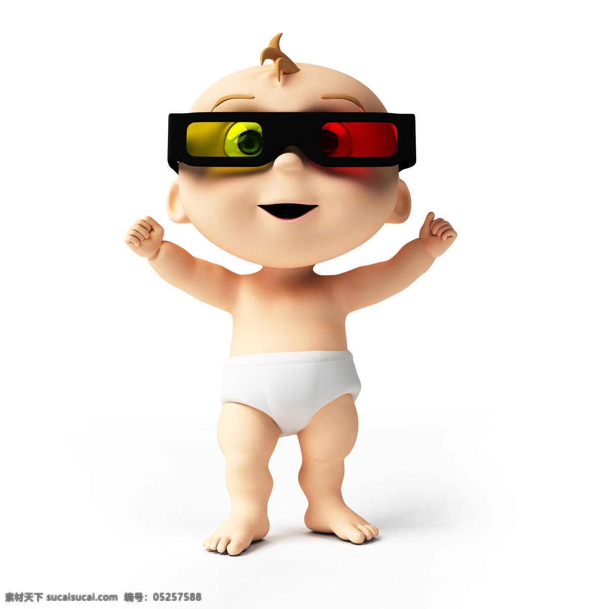 戴 彩光 镜 3d 宝宝 可爱宝宝 彩光镜 3d娃娃 3d宝宝 贴图 材质