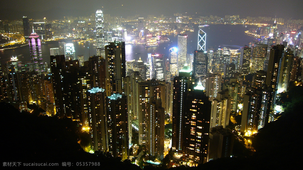 香港夜景 香港景色 香港美景 香港 国际金融 中心 大厦 维多利亚港 建筑景观 自然景观