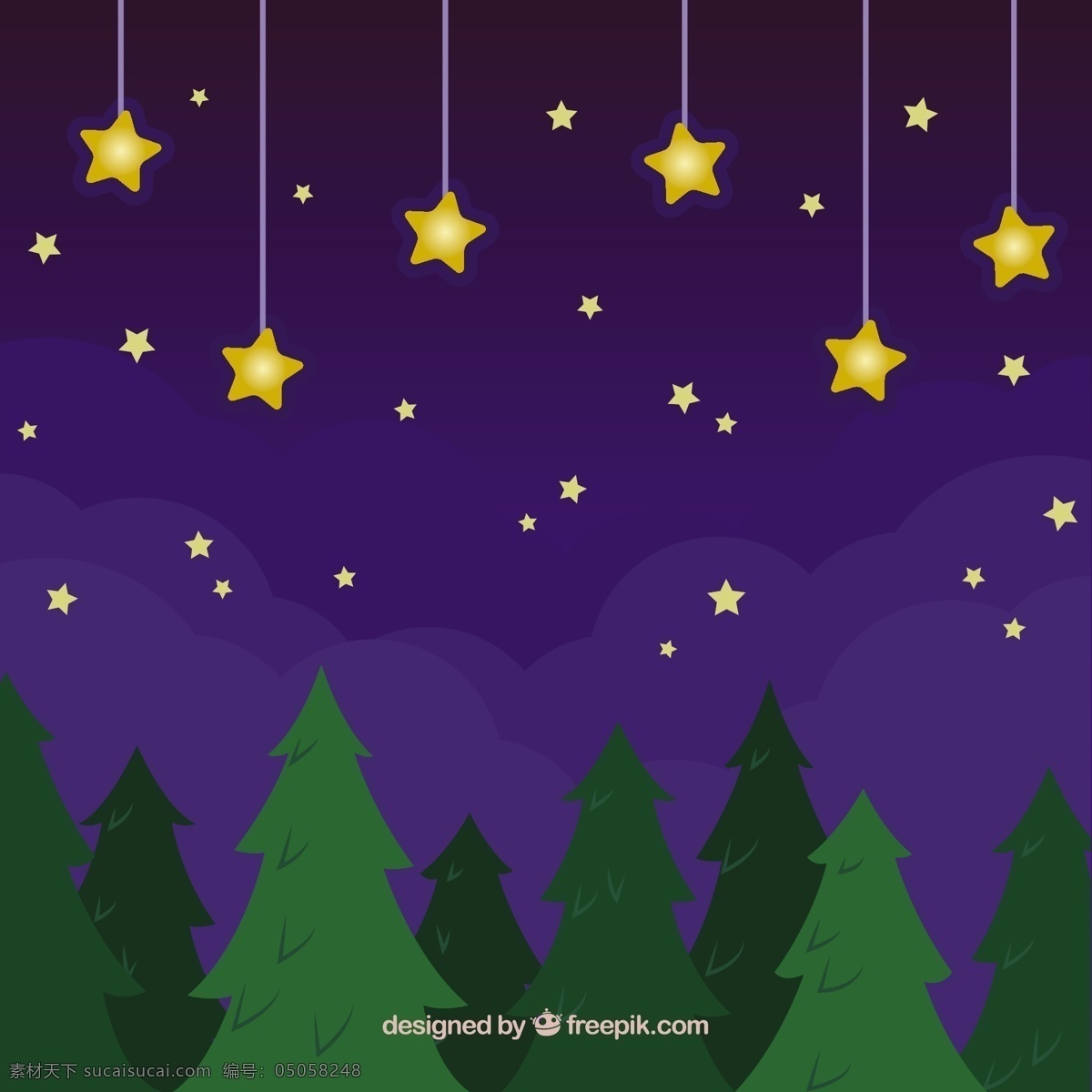夜晚 金色 星星 树 背景 抽象背景 抽象 明星 装饰 平面 树木 平面设计 造型 悬挂 金色背景 明星背景 明亮