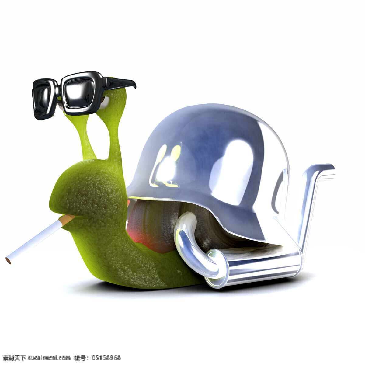 戴 墨镜 抽烟 的卡 通 蜗牛 卡通蜗牛 卡通形象 绿色蜗牛 香烟 卡通动物 漫画插画 陆地动物 生物世界 白色