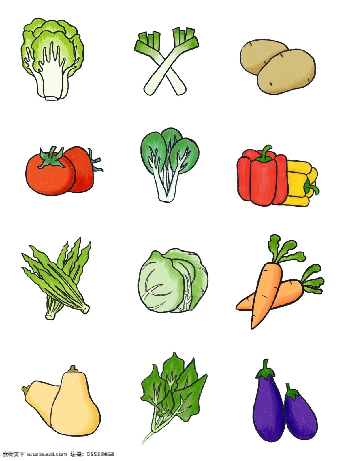 卡通 手绘 彩色 各类 蔬菜 瓜果 简约蔬菜 简约瓜果 瓜果蔬菜 蔬菜素材 卡通蔬菜 简约蔬果 果瓜素材