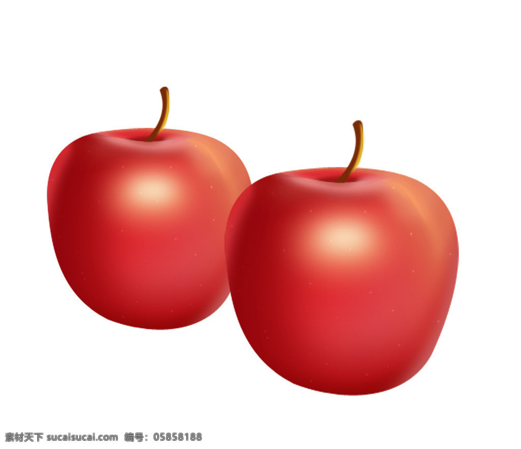 红苹果 矢量苹果 两个 白色