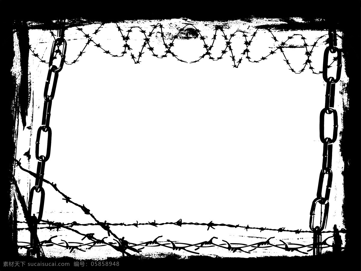 铁丝矢量素材 黑色 铁丝 带刺 围绕 矢量素材 设计素材