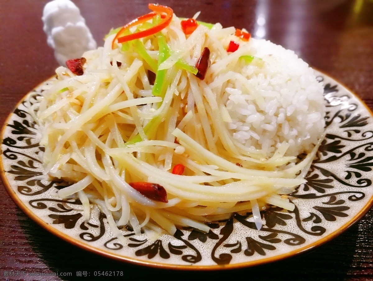 酸辣 土豆丝盖浇饭 辣椒 米饭 农家菜 快餐 餐饮美食 传统美食