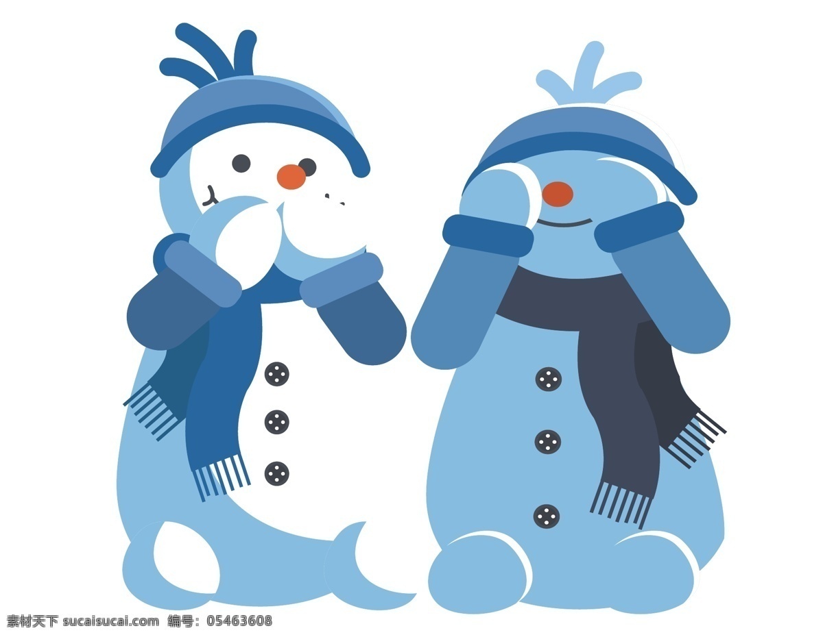 卡通 冬季 雪人 元素 浪漫 唯美 温暖 手绘 可爱雪人 围巾 ai元素 矢量元素