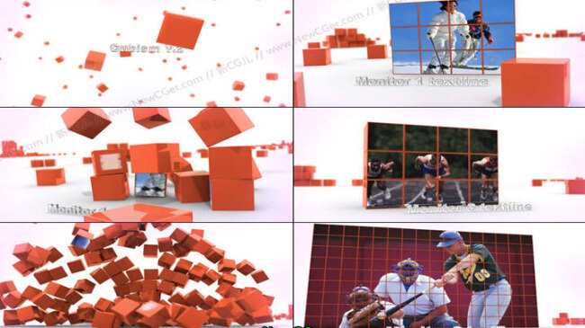 3d 质感 魔方 组合 屏幕 视频 展示 ae 包装 模板