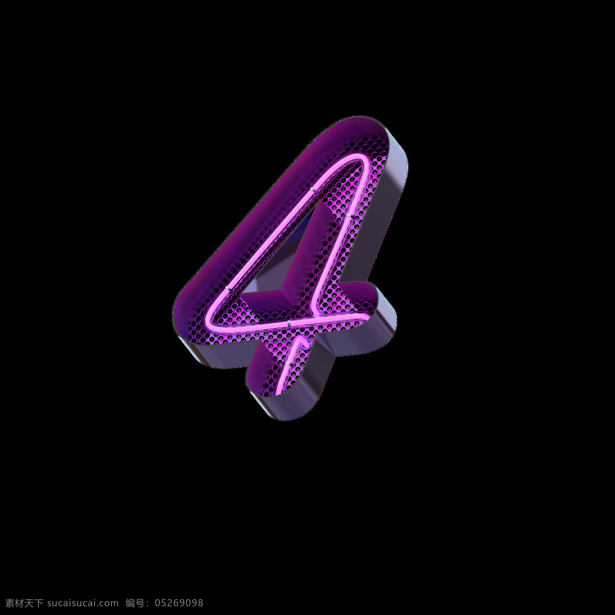 高清 立体 紫色 霓虹灯 数字 元素 3d设计 其他模型