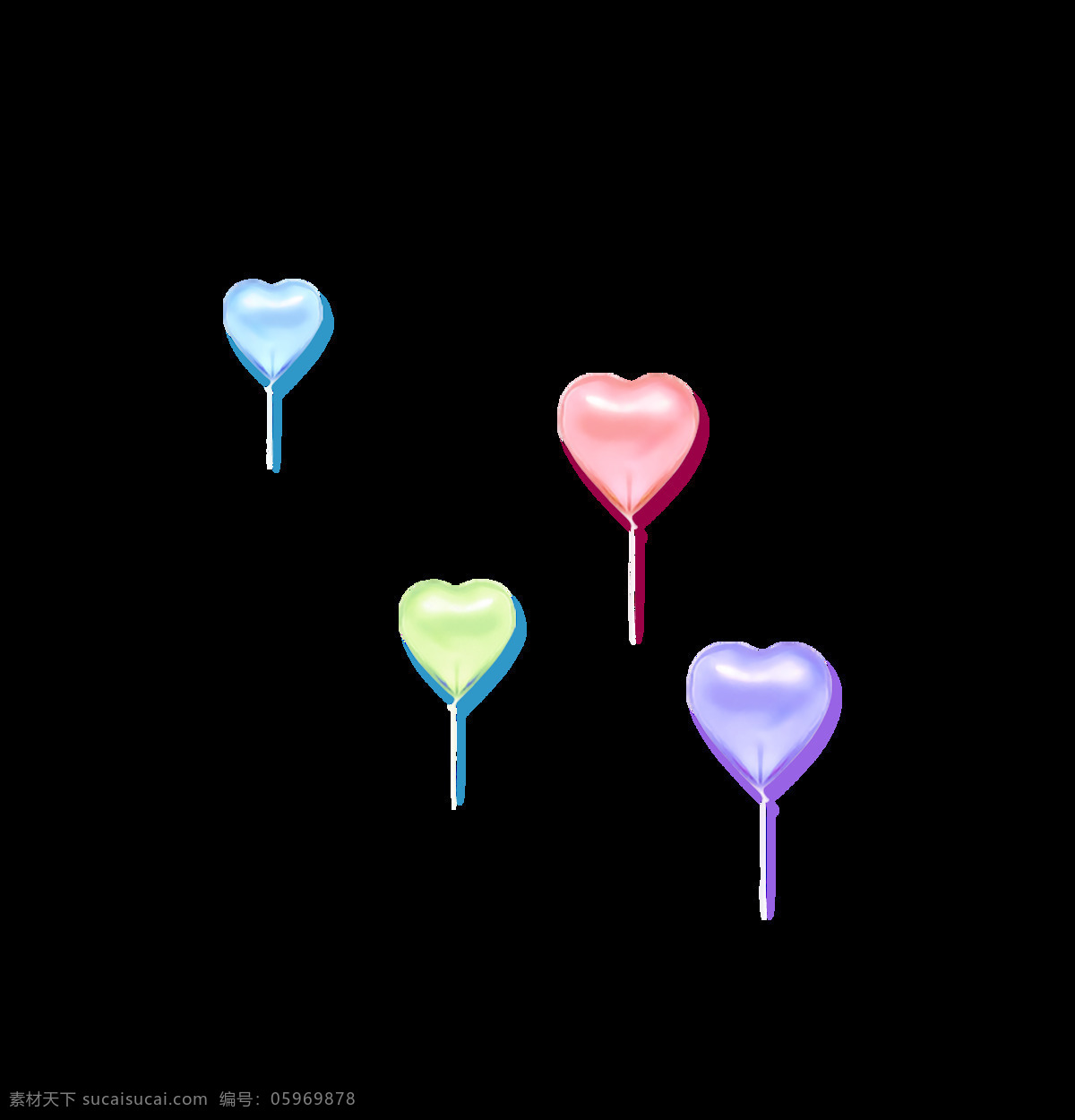 彩色 立体 心形 气球 装饰 蓝色 粉色 飘浮