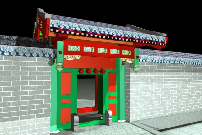 3d 四合院 院门 模型 3d建筑 四合院院门 3d院门模型 3d模型素材 建筑模型